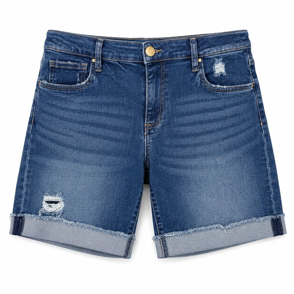 Kut From The Kloth Catherine Boyfriend Shorts Women 12 High Rise Blue Denim Cuff